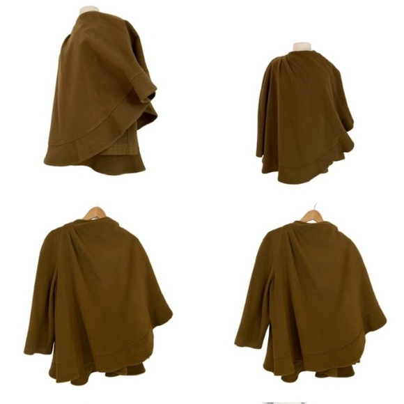 Vintage Agatha Girls wrap Ruana French design brown/kaki/olive 80% wool onesize - Picture 15 of 16